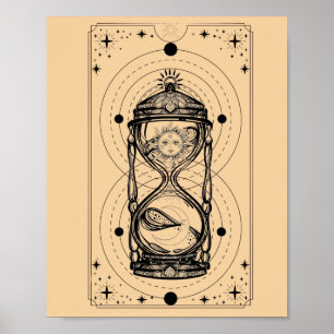 Poster Sable de temps Lune de soleil heure Carte de tarot