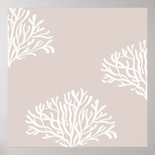 Poster Sable et corail blanc