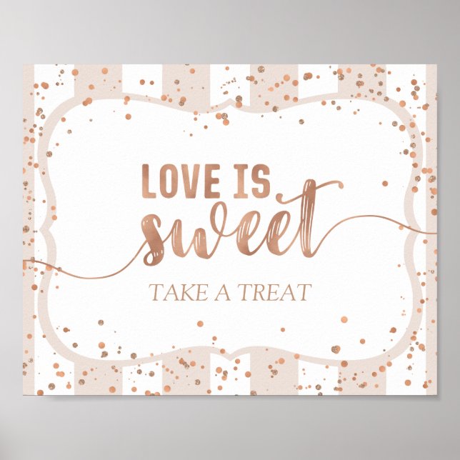 Poster Sable Stripes & Rose Gold Confetti Love is Sweet (Devant)