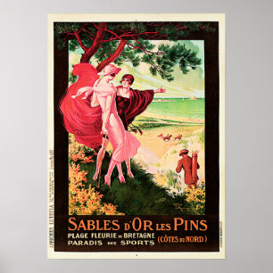 Poster Sables d'Or les Pins Seaside Resort French Travel