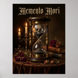 Poster Sablier Memento Mori Crâne Vanité Sombre