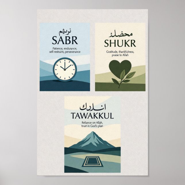 Poster Sabr Shukr Tawakkul Print Set (Devant)