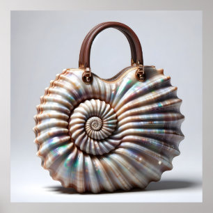 Poster Sac à main en coquillages - Art de la mode nautiqu