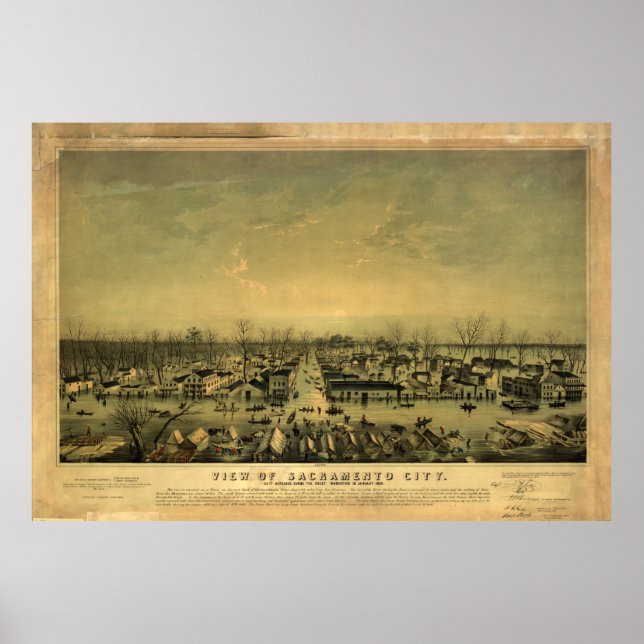Poster Sacramento, Californie pendant l'inondation de jan (Devant)