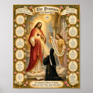 Poster Sacré-Cœur de Jésus Douze Promesses Catholique 