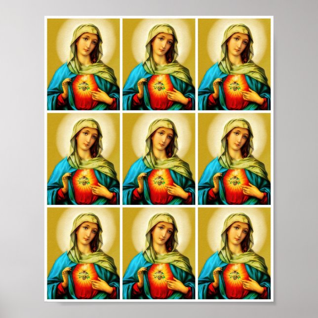 Poster Sacré Coeur Immaculé de Vierge Marie Multi (Devant)