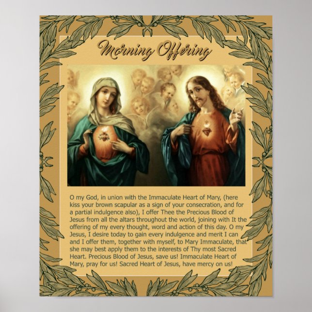 Poster Sacré Jésus Immaculé Coeur Marie Anges Cherubs (Devant)
