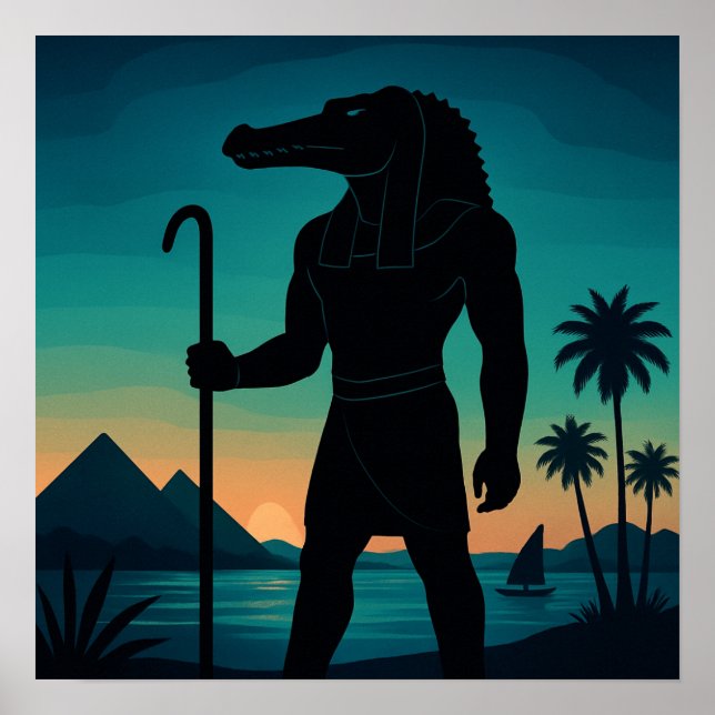 Poster Sacré Sobek Nil Gardien Pyramides (Devant)