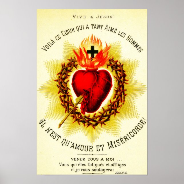 Poster Sacred Heart Français - Sacré Coeur de Jésus Poste (Devant)