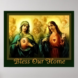 Poster Sacred Heart & Immaculé Heart Accueil Bénédiction