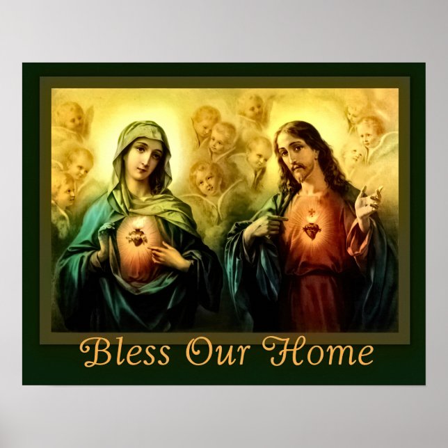 Poster Sacred Heart & Immaculé Heart Accueil Bénédiction (Devant)