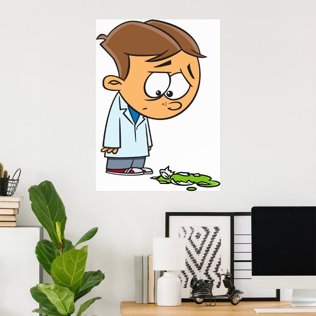 Poster Sad Boy Scientist avec Broken Experiment (Créateur téléchargé)