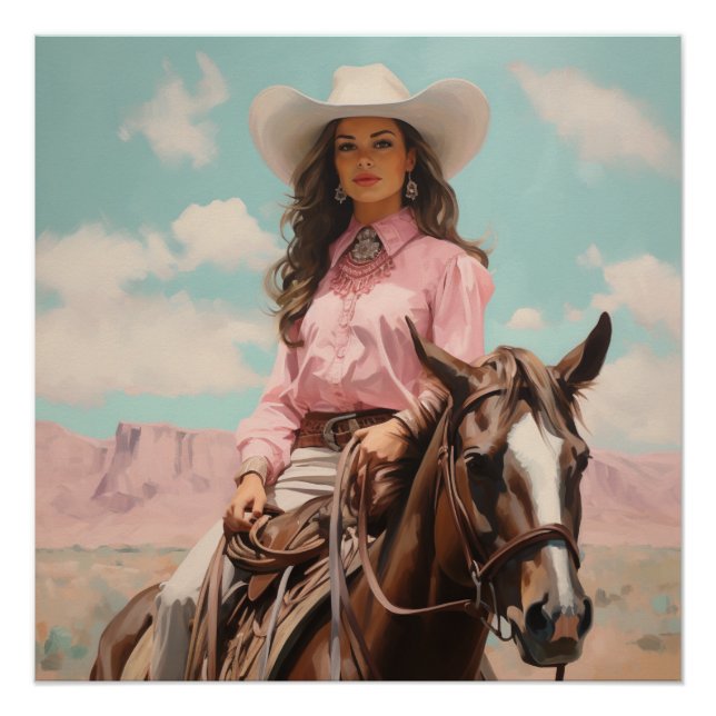Poster Saddle Stitched Dreams : Cowgirl Wall Art (Devant)