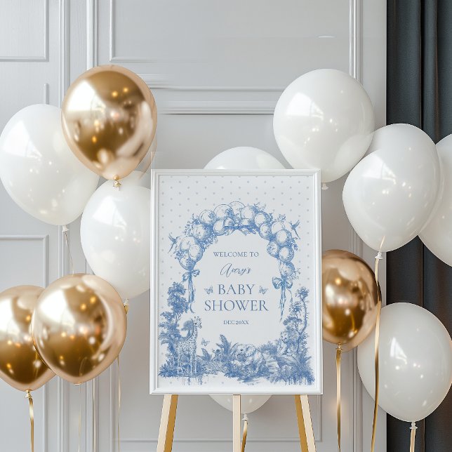 Poster Safari animal Dusty Blue Toile bébé garçon douche  (Créateur téléchargé)