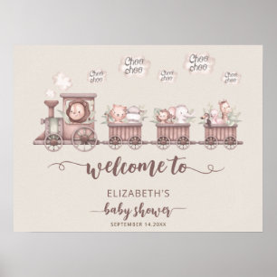 Poster Safari Animaux Baby shower Boho Bienvenue