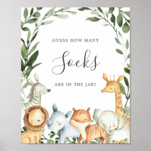 Poster Safari Animaux Baby showers Devinez Combien De Cha