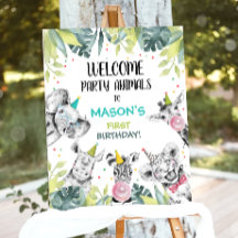 Safari Animaux Garçon Anniversaire Panneau de bien