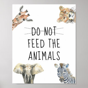 Poster Safari animaux sauvages - Ne pas NOURRIR LES ANIMA