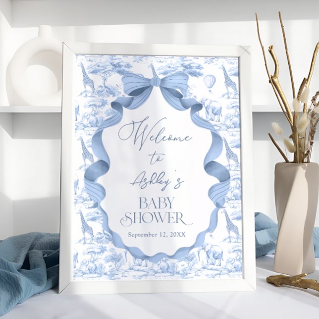 Poster Safari Animaux Toile de Jouy Baby shower Bienvenue (Créateur téléchargé)