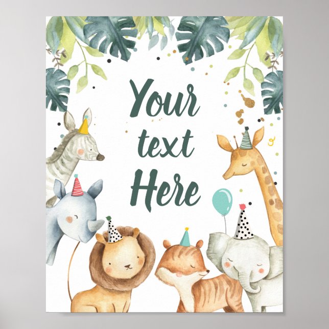 Poster Safari Animaux Wild Boy Anniversaire Table de fête (Devant)