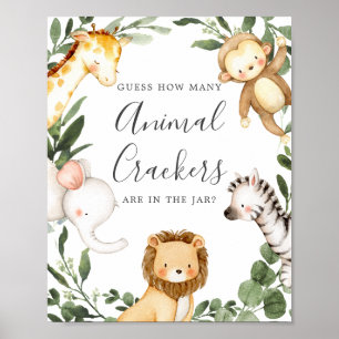 Poster Safari Baby shower Devine Combien De Crackers Anim