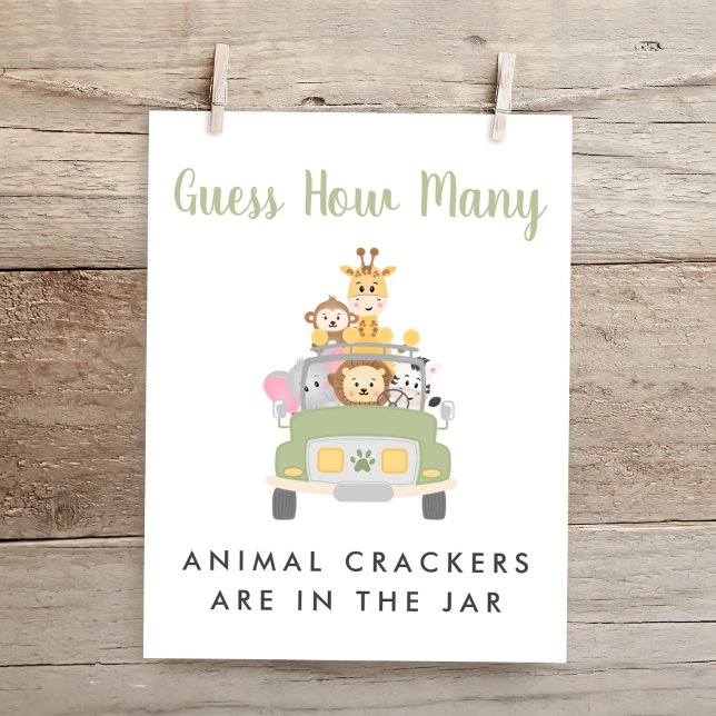 Poster Safari Baby shower Devine Combien De Jeu Signe (Créateur téléchargé)