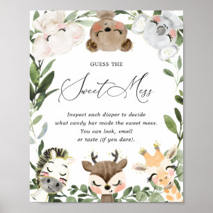 Poster Safari Baby shower Devine Le doux signe de la mess