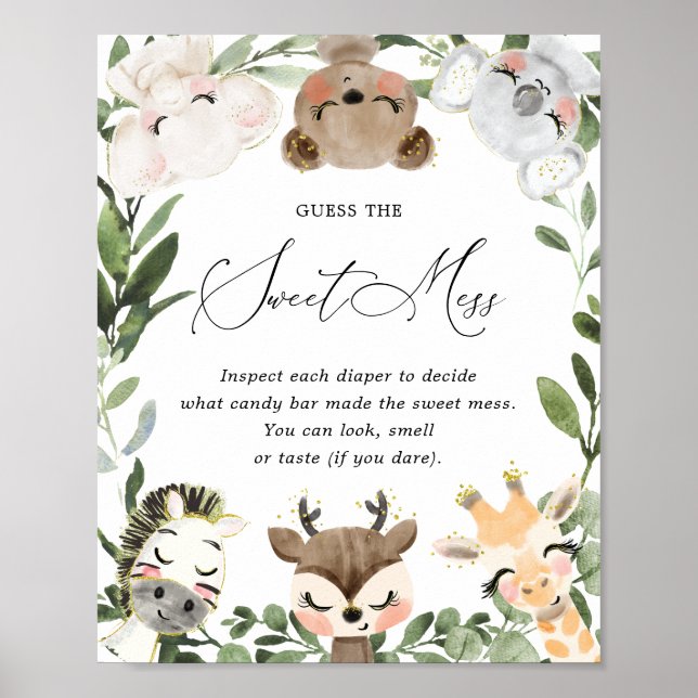 Poster Safari Baby shower Devine Le doux signe de la mess (Devant)