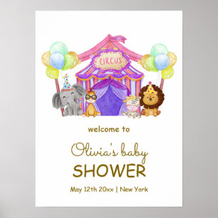 Poster Safari Circus Carnival Baby shower de ballon Bienv