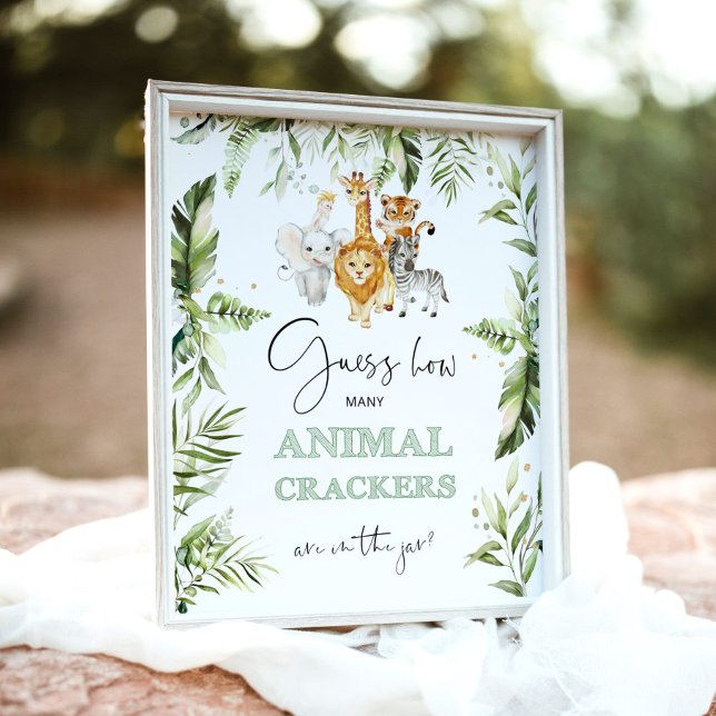 Poster Safari Combien de crackers animaux dans le bocal (Créateur téléchargé)