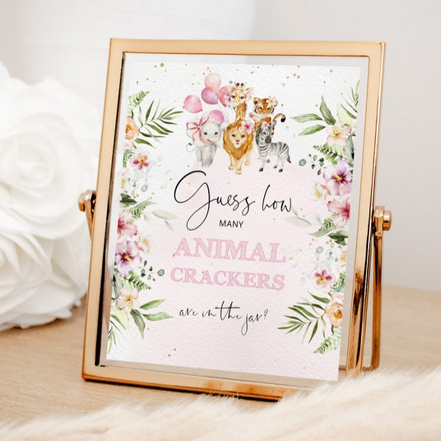 Poster Safari floral Combien de crackers animaux dans le  (Créateur téléchargé)