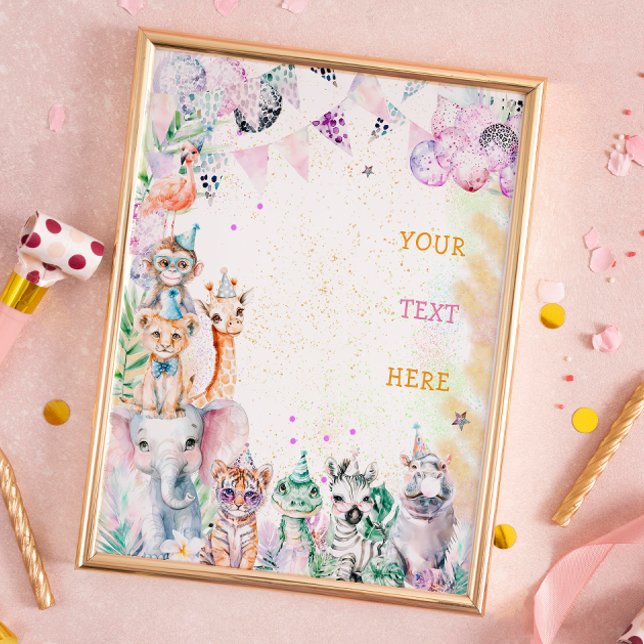 Poster Safari Jungle Animaux Fille sauvage Fête d'anniver (Créateur téléchargé)