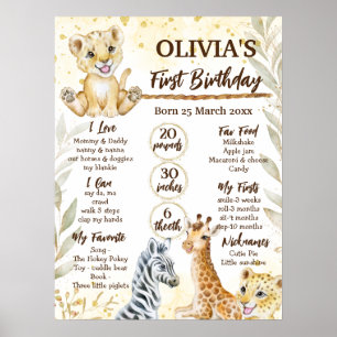 Poster Safari jungle animaux sauvages un anniversaire jal