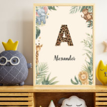 Safari Jungle Monogramme Personnalisé A Nurserie