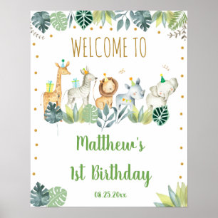 Poster Safari Jungle Party Animaux Anniversaire Bienvenue
