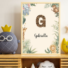 Poster Safari Jungle Personalized Name Monogram G Nursery