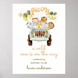 Poster Safari Jungle - Un Baby shower sauvage Bienvenue