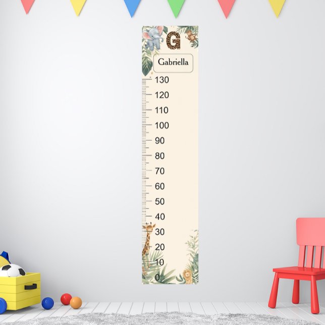 Poster Safari Personalized Name Monogram G Growth Chart (Créateur téléchargé)