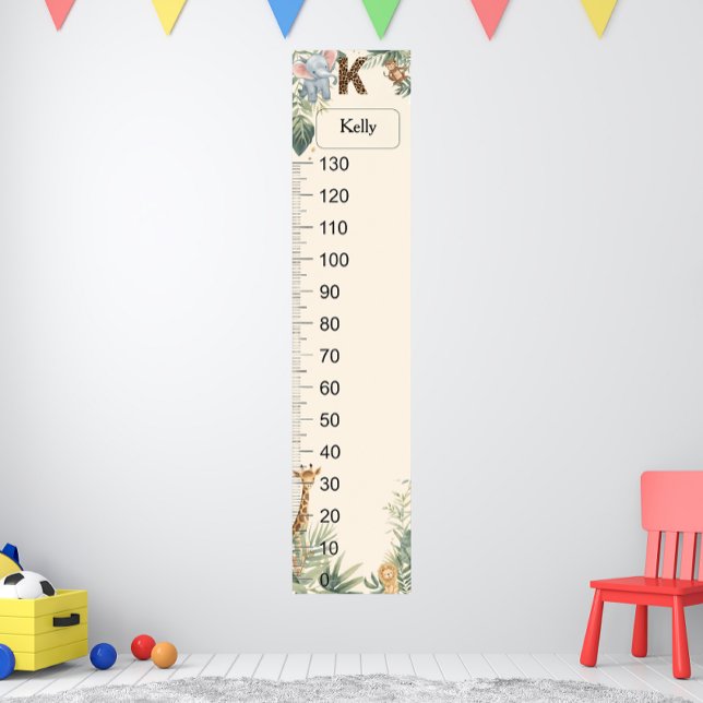 Poster Safari Personalized Name Monogram K Growth Chart (Créateur téléchargé)