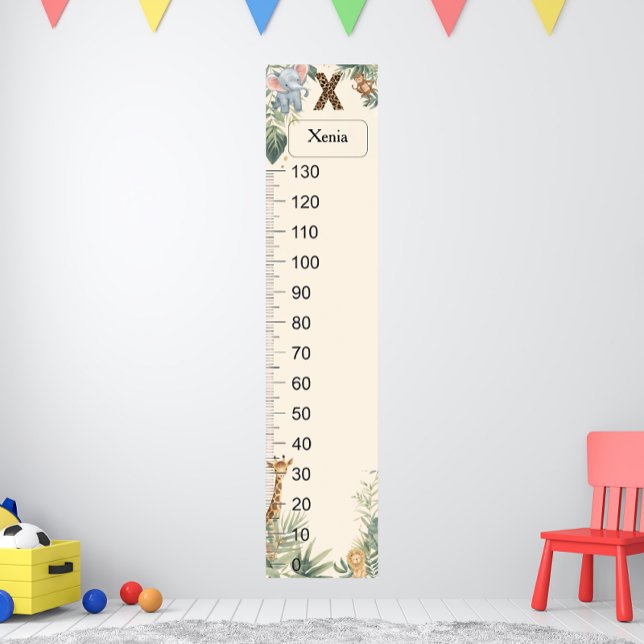 Poster Safari Personalized Name Monogram X Growth Chart (Créateur téléchargé)