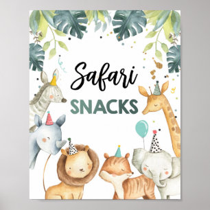 Poster Safari Snacks Animaux sauvages Garçon Anniversaire