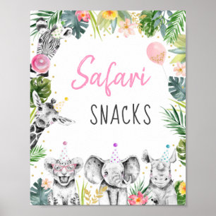 Poster Safari Snacks Pink Gold Tropical Safari Anniversai