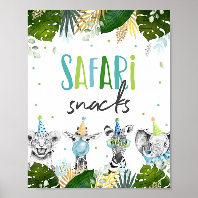 Poster Safari Snacks Safari Party Animaux Signal d'annive (Devant)