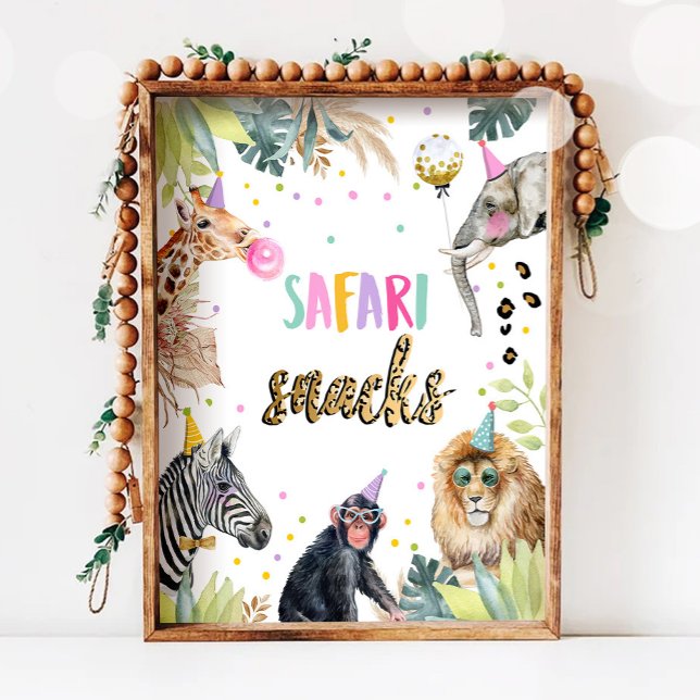 Poster Safari Snacks Safari Party Animaux Signal d'annive (Créateur téléchargé)