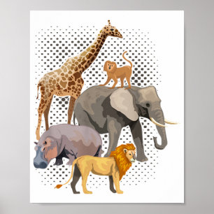 Poster Safari Squad Africain Safari Animaux Drôle Zoo Ani
