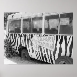 Poster Safari Station Zebra Tour Bus