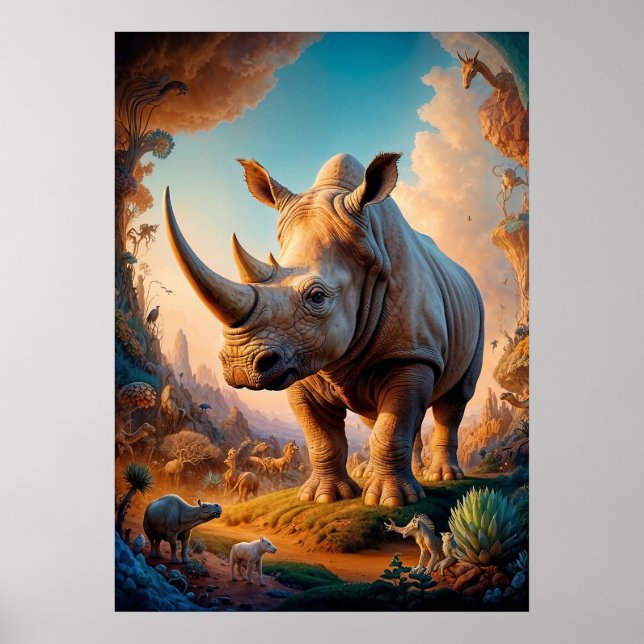 Poster Safari Surreal Rhino (Devant)