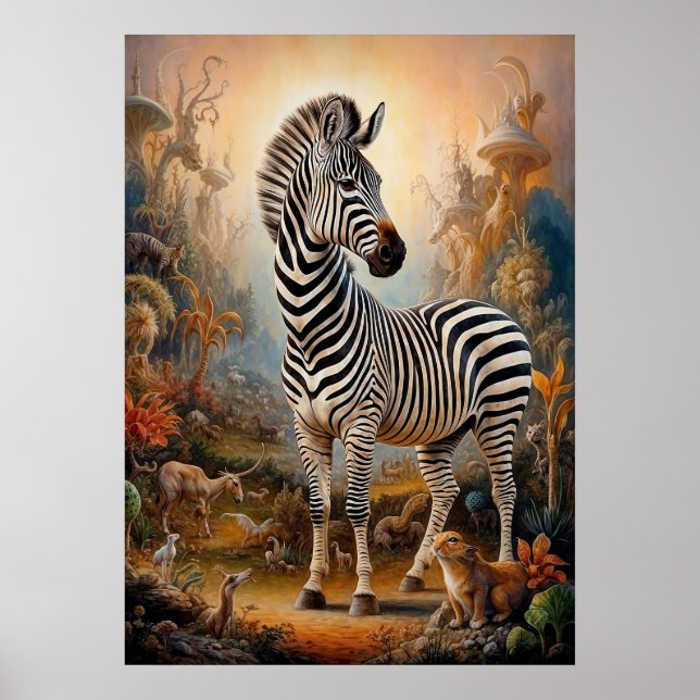 Poster Safari Surreal Zebra (Devant)