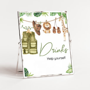 Poster Safari tropical Jungle Animaux Baby shower Boisson