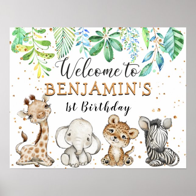 Poster Safari Wild Birthday Party (Devant)